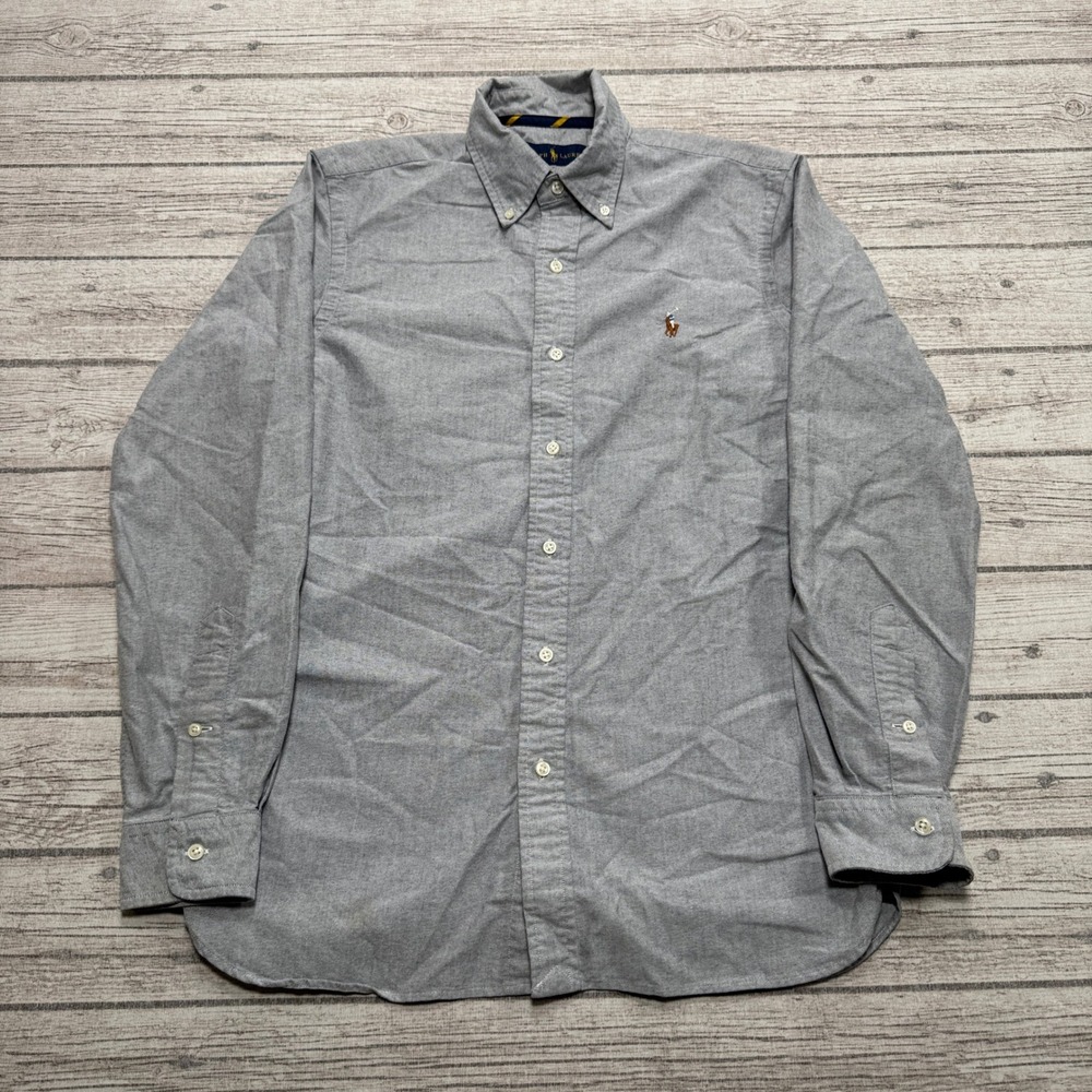 Ralph Lauren Shirt Mens Small Gray Oxford Long Sleeve Button Down Classic Cotton